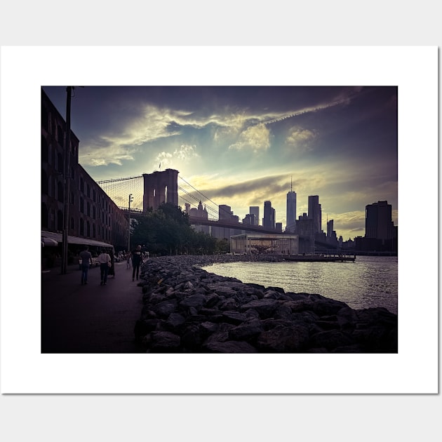 Manhattan Skyline Dumbo Sunset Brooklyn Bridge NYC Wall Art by eleonoraingrid